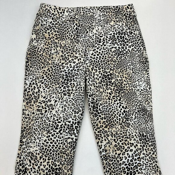 Chicos Womens Cropped Pants Multicolor Leopard Pockets Pull On Stretch 4R - Picture 2 of 10